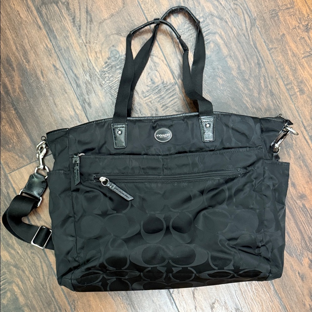 Authentic Coach Black Signature Baby Bag